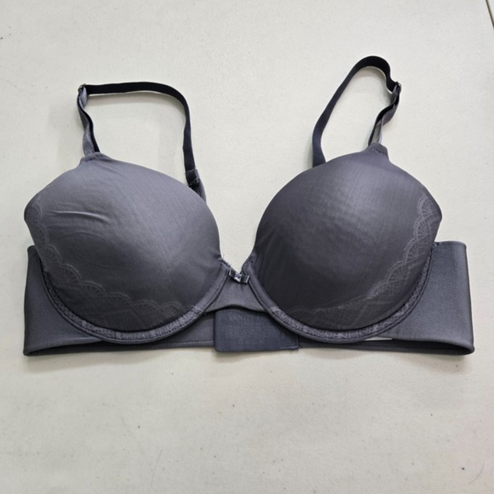 Vanity Fair Women Bra 34C‎ Gray Lace Trim Underwire Lightly Lined